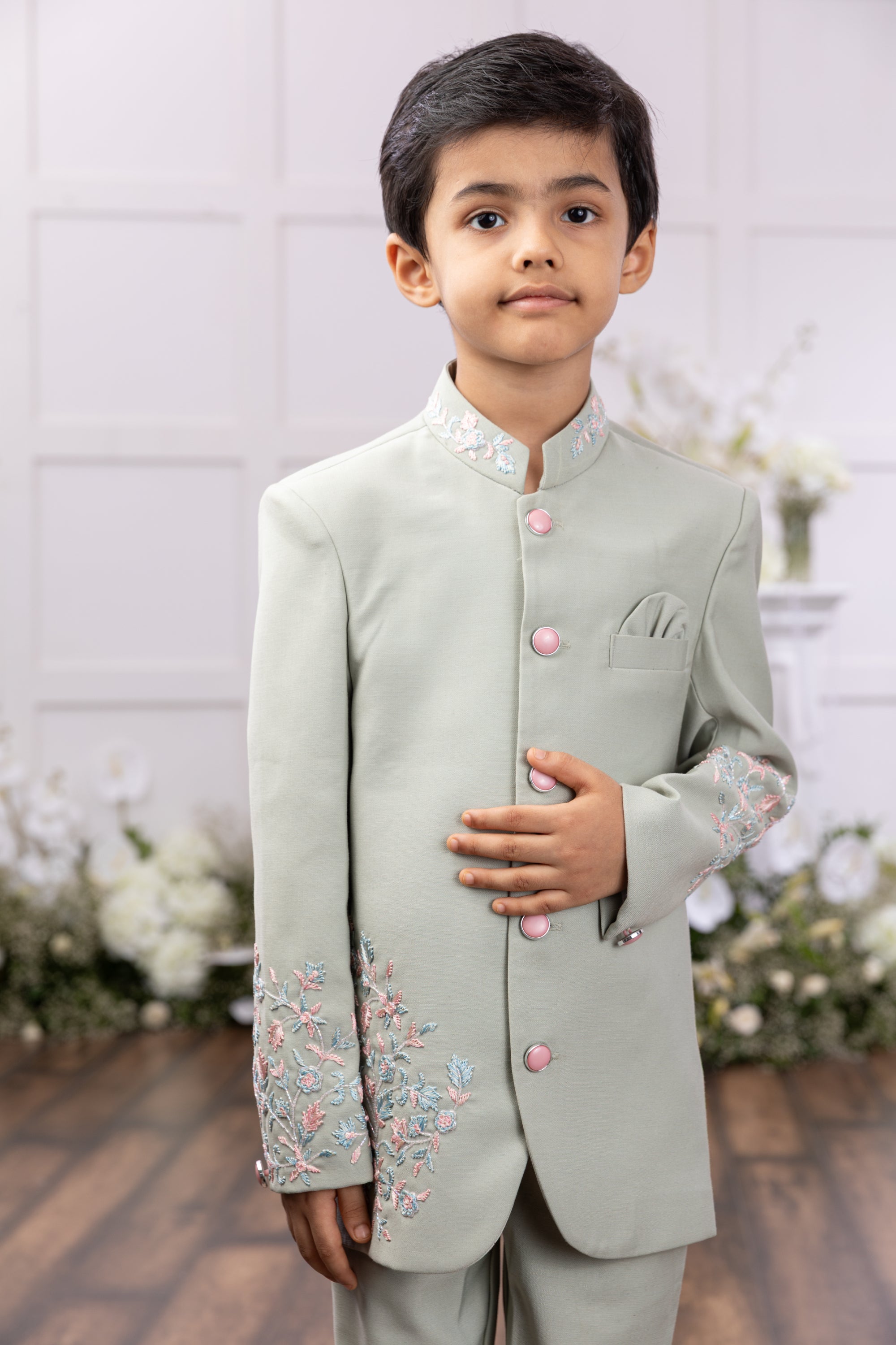 Pastel Charm Bandhgala Set